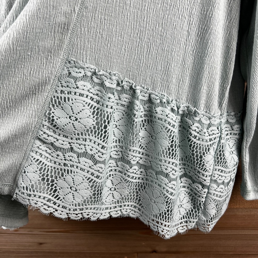 Logo Linens By Lori Goldstein Womens Shirt Long Sleeve Crochet Lace Textrued‎ XL - Picture 4 of 8
